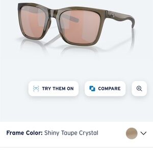 Costa Panga Sunglasses Shiny Taupe/Copper Silver Polarized lenses NWOT